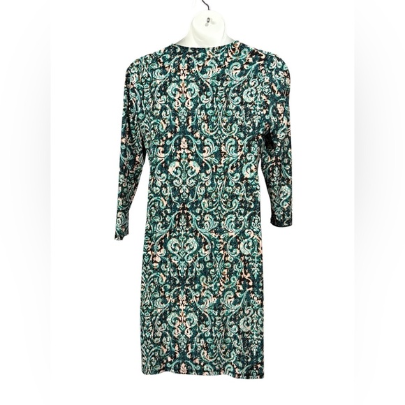 NEW, Anne Klein, Patterned Wrap Dress, Size 14, Green, Black, Pink - Picture 9 of 12